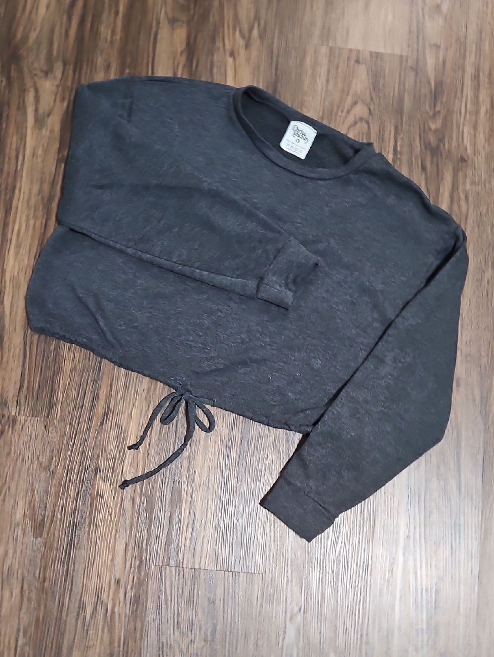 Dirty Laundry Charcoal Gray Cropped Sweatshirt XL Side Tie Hem Soft Stretch Top